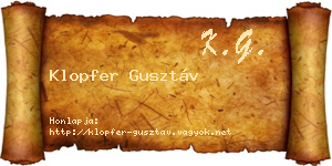 Klopfer Gusztáv névjegykártya