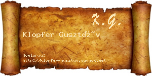 Klopfer Gusztáv névjegykártya